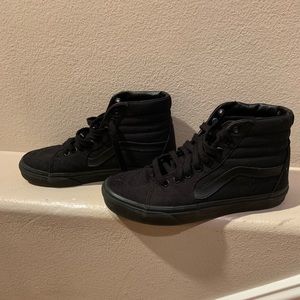 Vans black hi tops size 8 men, 9.5 women